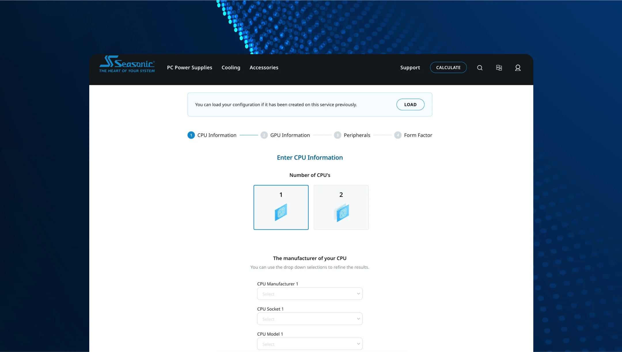 data for PC PSU wattage calculator