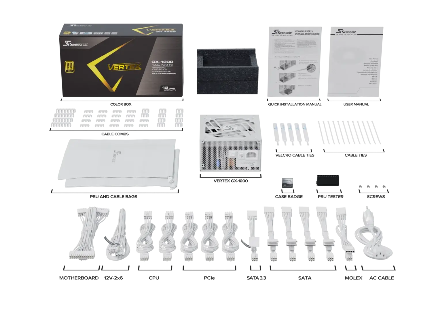 Sea Sonic VERTEX GX White ATX 3.1 | 80 PLUS Gold PSU