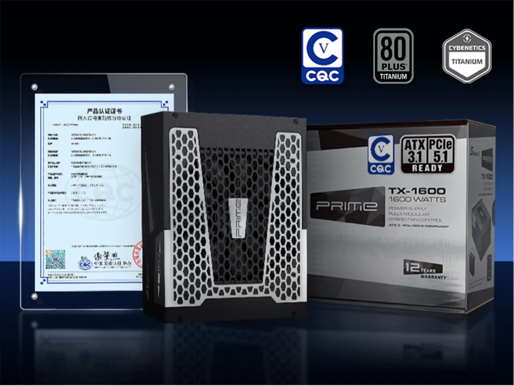 Seasonic PRIME TX-1600 power supply with CQC Level 5 energy efficiency certification
