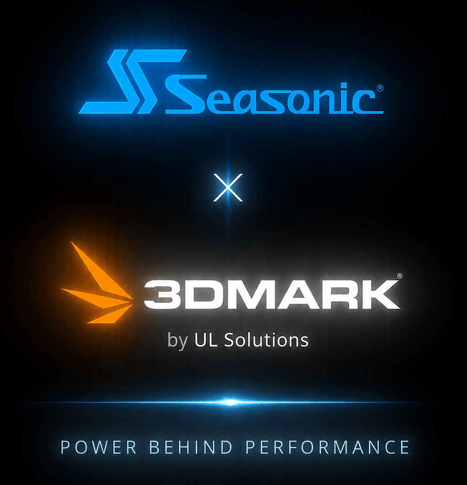 Seasonic and 3DMark collaboration logo with the slogan Power Behind Performance